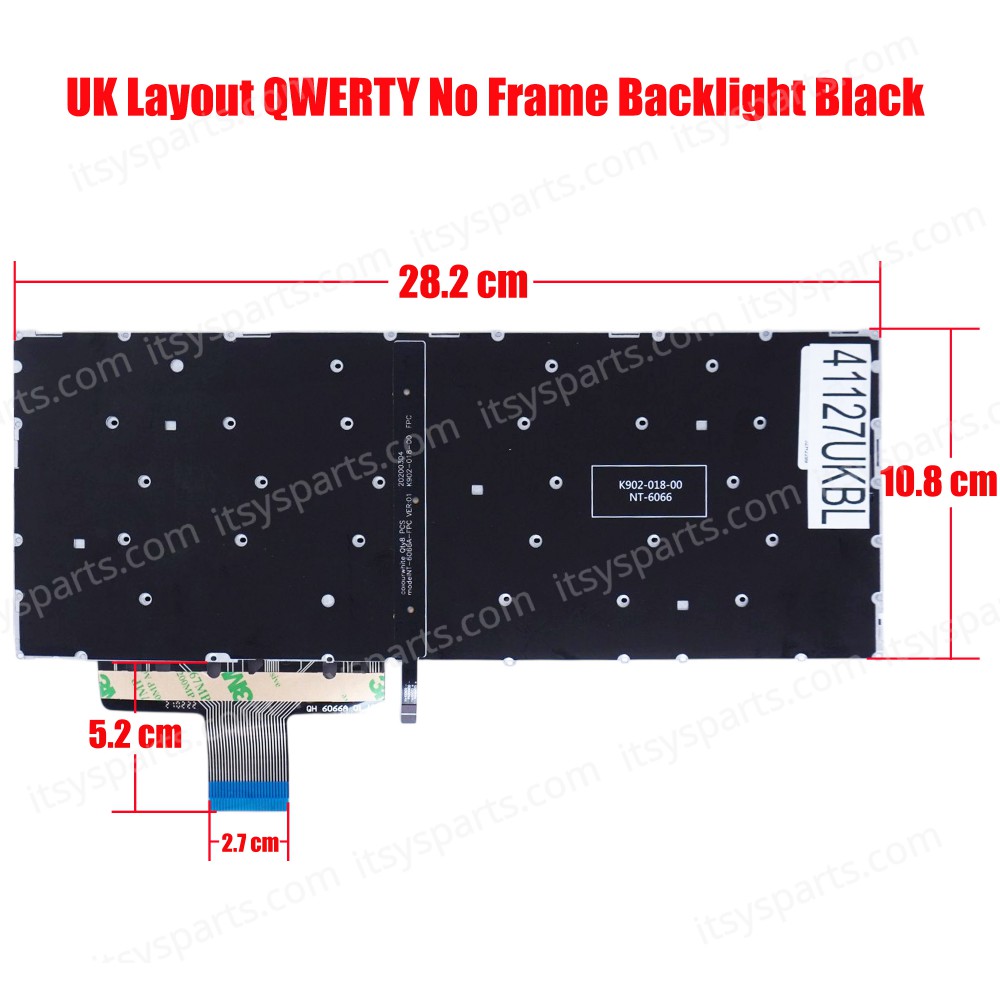 Laptop Keyboard for Mechrevo S1 PRO-01 S2 PRO-01 S3 PRO-01 6066A D-5BB4U UΚ No Frame Backlight Black ( SKU.41127UKBL )