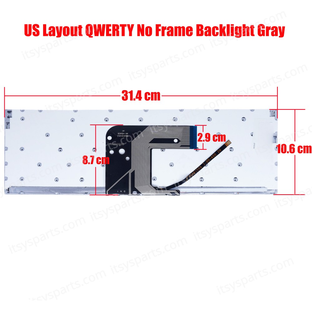 Laptop Keyboard for BMAX YU141 XK-HS409 MB3151053 D0K-V6311E MB2981004 XK-HS124 ZX-275-2 YX-3615 W201904012 HS409 DOK D0K-V6331E US No Frame Backlight Gray ( SKU.41132USBL )