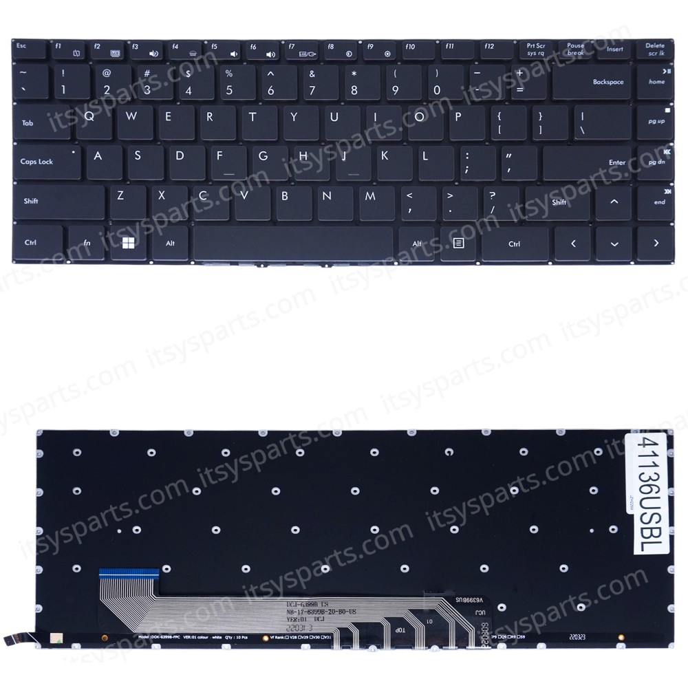 Laptop Keyboard for V6399B UCJ-6399B NB-17-6399B-20-B0 US No Frame Backlight Black ( SKU.41136USBL )
