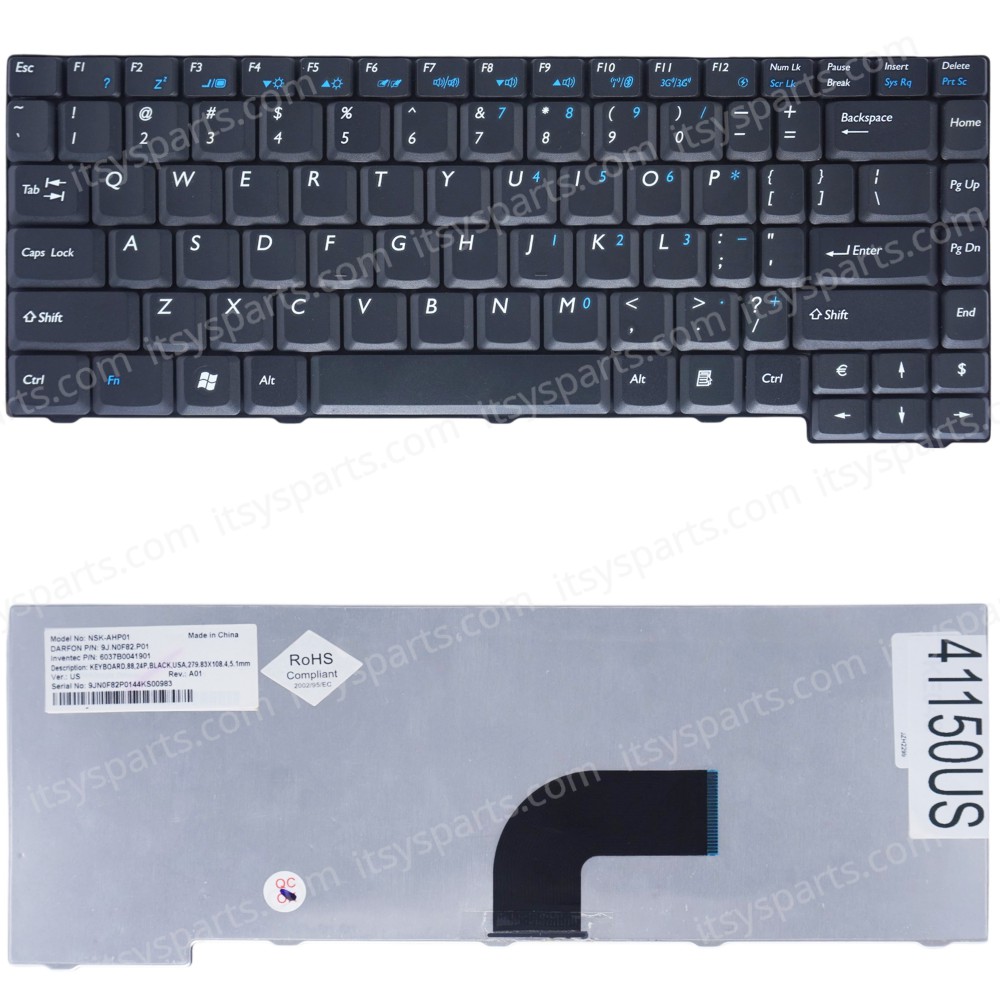Laptop Keyboard for BenQ Joybook Lite U121 U121W U121-LC01 9J.N0F82.P01 9J.N0F82.P1D 9J.N0F82.P0M 9JN0F82P0M 6037B0041901 NSK-AHP1D US Black ( SKU.41150US )