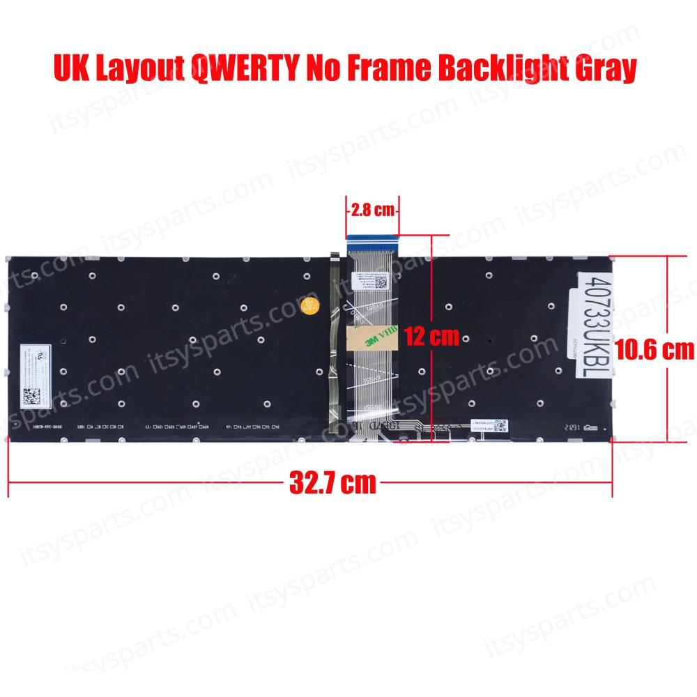 Laptop Keyboard for Lenovo Ideapad 5-15IIL05 81YK 15ARE05 81YQ 15ITL05 82FG 15ALC05 82LN PR5SB-UK SN20W86088 PK131K74C11 SN20W65259 5CB1A29940 UK No Frame Backlight Gray ( SKU.40733UKBL )