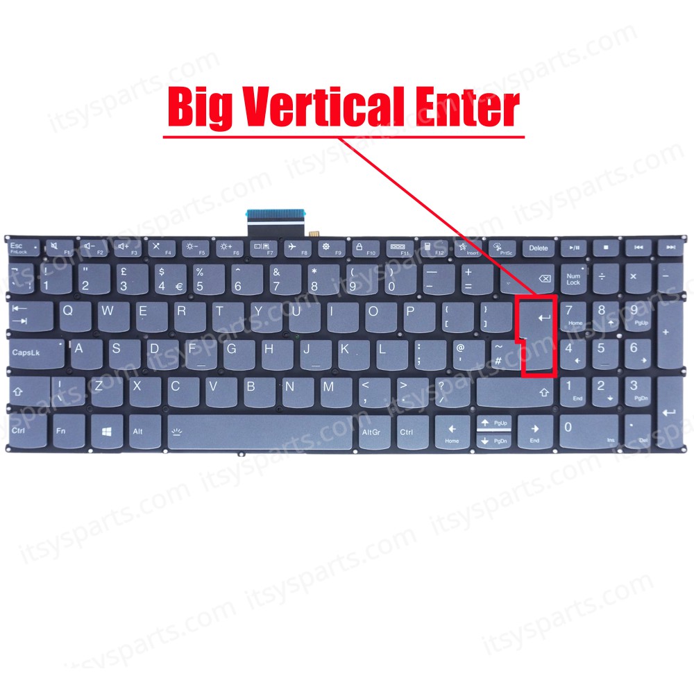Laptop Keyboard for Lenovo Ideapad 5-15IIL05 81YK 15ARE05 81YQ 15ITL05 82FG 15ALC05 82LN PR5SB-UK SN20W86088 PK131K74C11 SN20W65259 5CB1A29940 UK No Frame Backlight Gray ( SKU.40733UKBL )