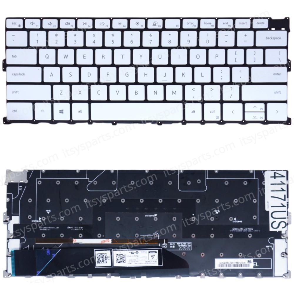 Laptop Keyboard for Dell XPS 13 9300 0T0HDM T0HDM GT8XM 0GT8XM 979W4 00Y78C 0Y78C P8V06 0P8V06 Y75C4 6JC7G 06JC7G US No Frame Backlight White ( SKU.41171US )