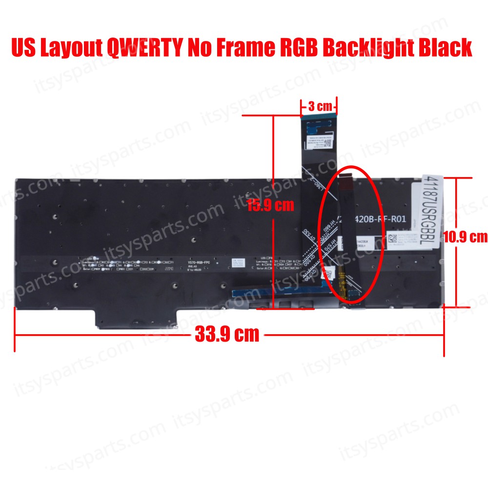 Laptop Keyboard for Lenovo IdeaPad Gaming 3-15IHU6 82K1 3-15ACH6 82K2 5CB1D04601 5CB1D04603 5CB1D66737 US No Frame RGB Backlight Black ( SKU.41187USRGBBL )