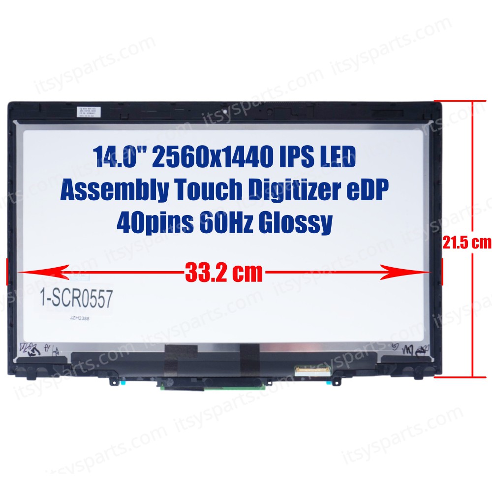 Laptop Screen monitor for Lenovo ThinkPad X1 Yoga 1st Gen 20FQ 20FR 01AY702 01AY703 00UR190 Assembly Touch Digitizer 14.0'' 2560x1440 Quad-HD IPS LED 72% NTSC eDP 40pins 60Hz Glossy ( SKU.1-SCR0557 )