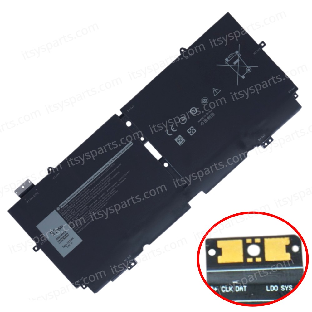 Laptop Battery for Dell XPS 13 7390 2-in-1 P103G P103G001 P103G002 052TWH XX3T7 0XX3T7 MM6M8 0MM6M8 52TWH NN6M8 7.6V 51Wh 6375mAh with cable ( SKU.1-BAT0852 )