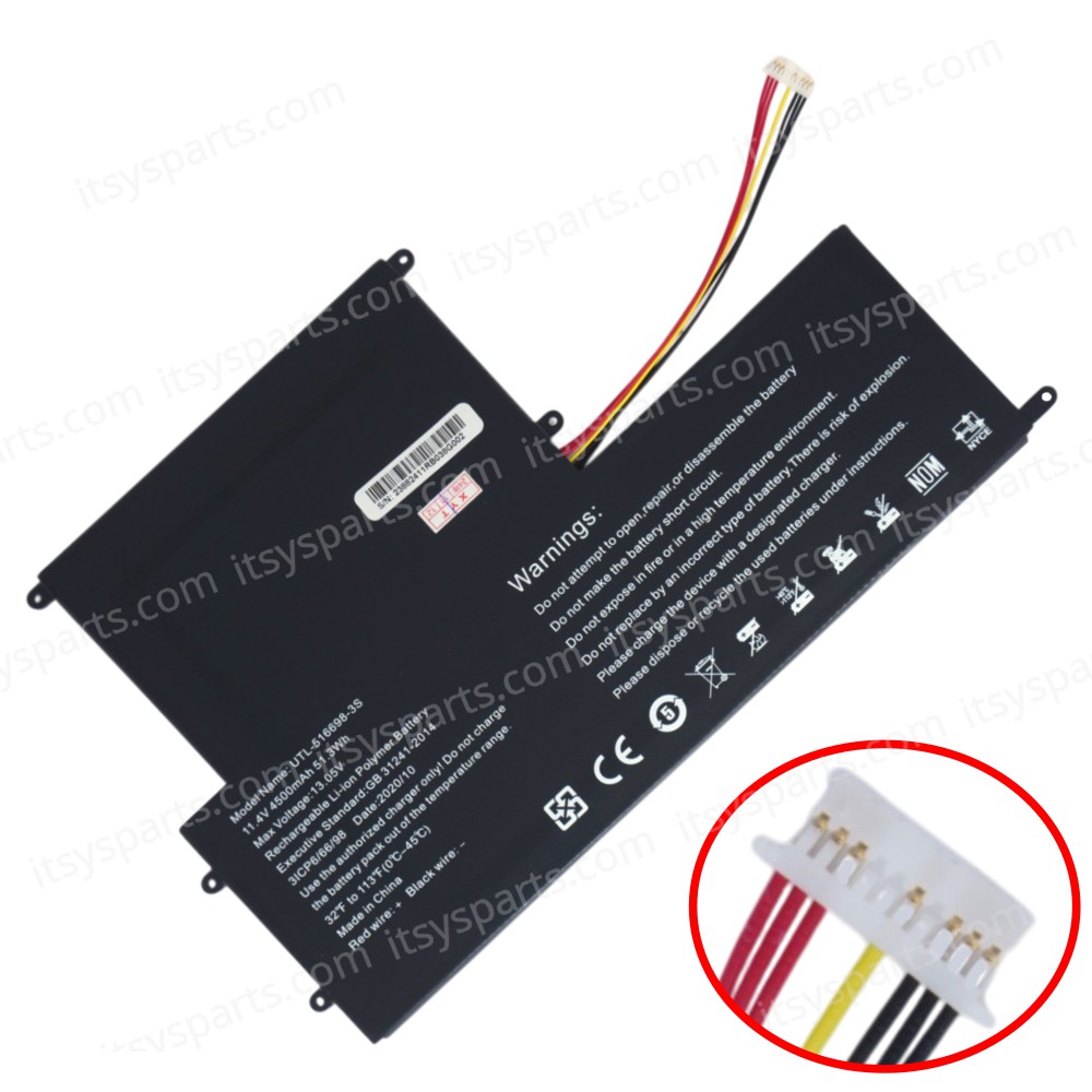 Laptop Battery for EVOO EVC156-2 EVC156-1 EVC156-2BK EVC156-1BK EVC156-1BL EVC156-2BL 485490P-3S1P UTL-516698-3S 11.4V 51.3Wh 4500mAh with cable 7pins ( SKU.1-BAT0856 )