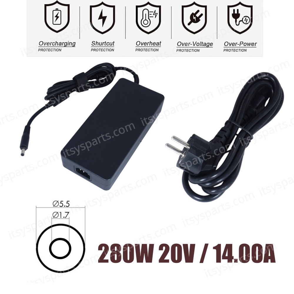 AC Adapter Laptop Notebook Charger for Acer Predator Helios 300 PH317-56 PH315-55 Nitro 5 AN515-46 AN515-58 A21-280P1A 19.5V 14.36A 280W 5.5mm*1.7mm ( SKU.60315 )
