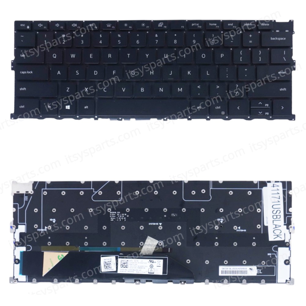 Laptop Keyboard for Dell XPS 13 9300 0T0HDM T0HDM GT8XM 0GT8XM 979W4 00Y78C 0Y78C P8V06 0P8V06 Y75C4 6JC7G 06JC7G US No Frame Backlight Black ( SKU.41171USBLACK )