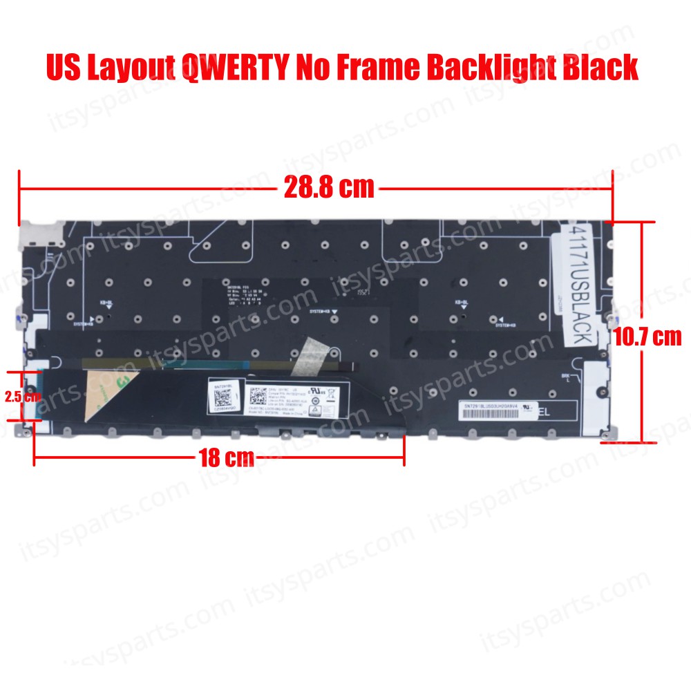 Laptop Keyboard for Dell XPS 13 9300 0T0HDM T0HDM GT8XM 0GT8XM 979W4 00Y78C 0Y78C P8V06 0P8V06 Y75C4 6JC7G 06JC7G US No Frame Backlight Black ( SKU.41171USBLACK )
