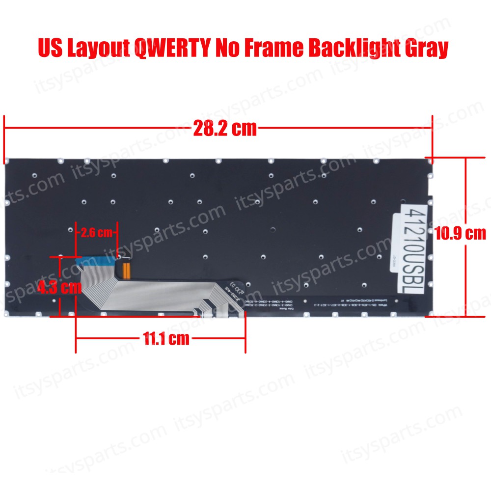 Laptop Keyboard for Lenovo IdeaPad 730S-13IWL 81JB0007US 81JB0008US 5CB0S72888 5CB0S95082 PD4SXB-US SN20R3897 US No Frame Backlight Gray ( SKU.41210USBL )