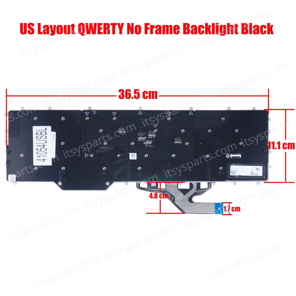 Laptop Keyboard for Dell Alienware M17 R2 M17 R3 0CNTHF CNTHF 0J9M9X J9M9X H8FJC 0H8FJC PK132VQ1A00 NSK-QUABC PK132VQ2A00 US No Frame Backlight Black ( SKU.41054USBL )
