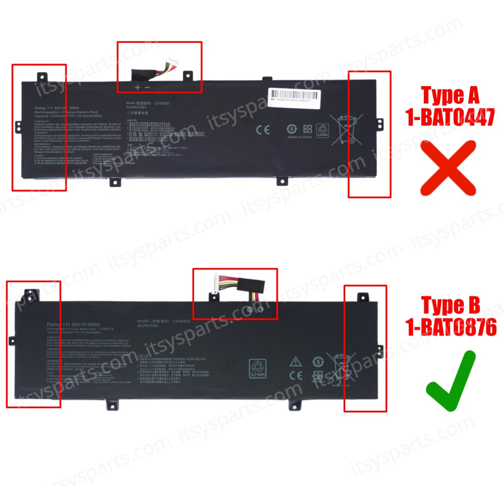 Laptop Battery for Asus Zenbook UX430UA UX430UQ U4100U UX430UN UX430 U4100UQ PU404 PU404UF C31N1620 3ICP5/70/81 11.55V 50Wh 4335mAh with cable 8pins ( SKU.1-BAT0876 )