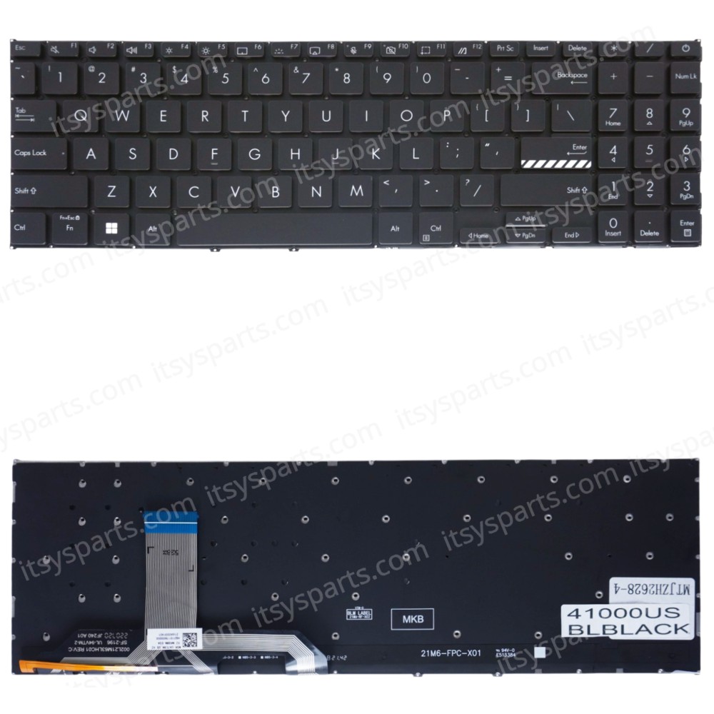 Laptop Keyboard for Asus Vivobook 15 X1502 X1502VA X1502ZA X1503 X1505ZA X1505VA 90NB0ZB1-R30US0 0KNB0-512JLA00 0KN1-HD3LA13 US No Frame Backlight Black ( SKU.41000USBLBLACK )
