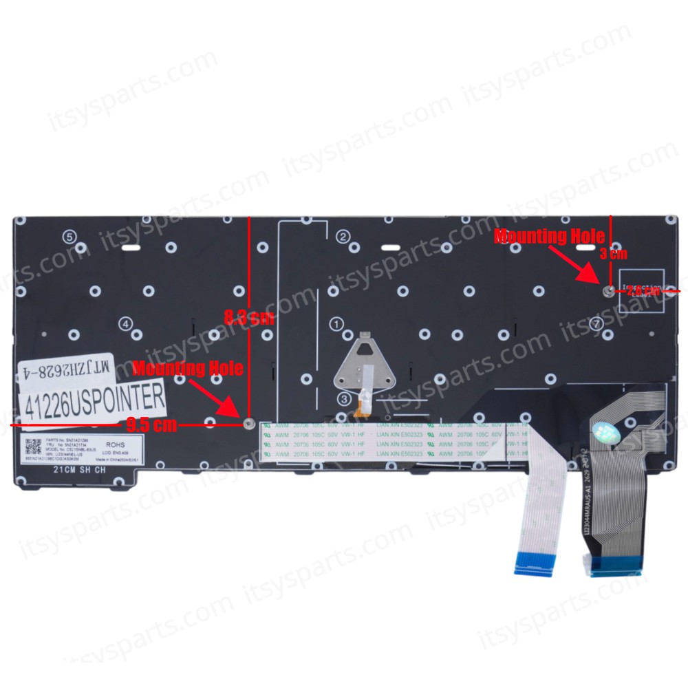 Laptop Keyboard for Lenovo ThinkPad X13 Gen 2 20WK 20WL 20XH 20XJ 5N21A21919 SN21A21296 5N21A21734 CS21SNBL-83US LI23044NEL-US US Pointer Black ( SKU.41226USPOINTER )
