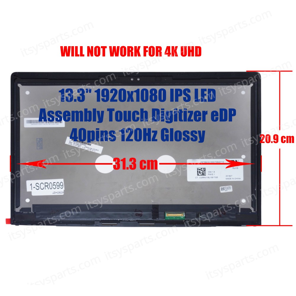 Laptop Screen monitor for HP EliteBook x360 1030 G2 M133NVF3 R0 917927-001 HSN-104C Assembly Touch Digitizer 13.3'' 1920x1080 FHD IPS LED 72% NTSC eDP 40pins 120Hz Glossy ( SKU.1-SCR0599 ) Laptop Screen monitor for HP EliteBook x360 1030 G2 M133NVF3 R0 917927-001 HSN-104C Assembly Touch Digitizer 13.3'' 1920x1080 FHD IPS LED 72% NTSC eDP 40pins 120Hz Glossy ( SKU.1-SCR0599 )