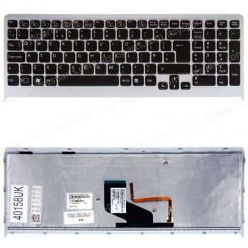 Laptop Keyboard for Sony Vaio VPC-F21 PCG-81312M VPCF23S1R VPCF232FX VPCF236FM/B 148952811 9Z.N6CBF.A01 9Z.N6CLF.A01 148952741 045-0001-128-B UK Backlight Black Silver Frame ( SKU.40158UK )
