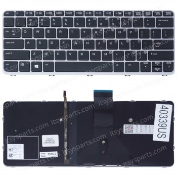 Laptop Keyboard for HP Elite x2 1011 G1 Tablet MP-13U83GRJ930 MP-13U8 6037B0102201 MP-13U83USJ930 9Z.NBMBV.101 793738-001 US Backlight Black Silver Frame ( SKU.40339US )