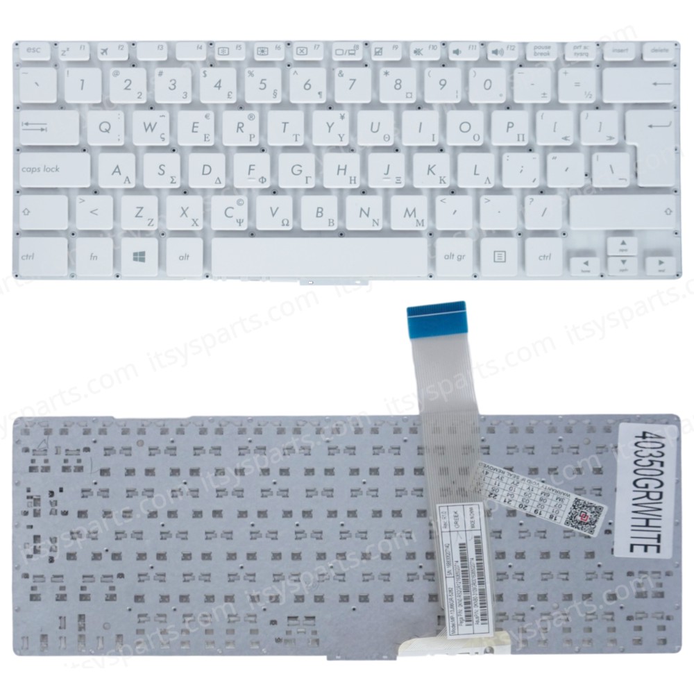 Greek Laptop Keyboard for Asus X302U X302UA X302UJ F302UV X302L X302LA X302UV X302LJ R301L R301LA R301LJ MP-13J66GR-5282 MP-13J63US-5281 GR No Frame White ( SKU.40350GRWHITE )