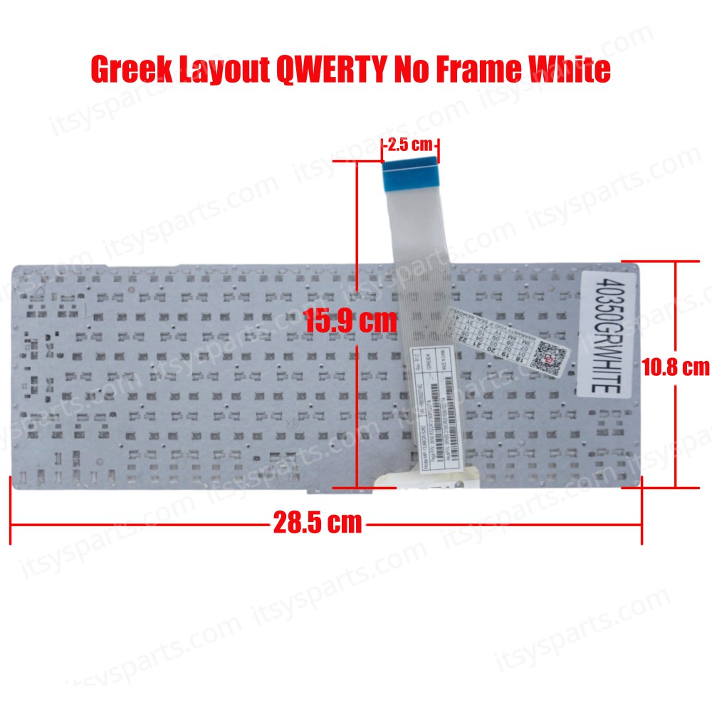 Greek Laptop Keyboard for Asus X302U X302UA X302UJ F302UV X302L X302LA X302UV X302LJ R301L R301LA R301LJ MP-13J66GR-5282 MP-13J63US-5281 GR No Frame White ( SKU.40350GRWHITE )