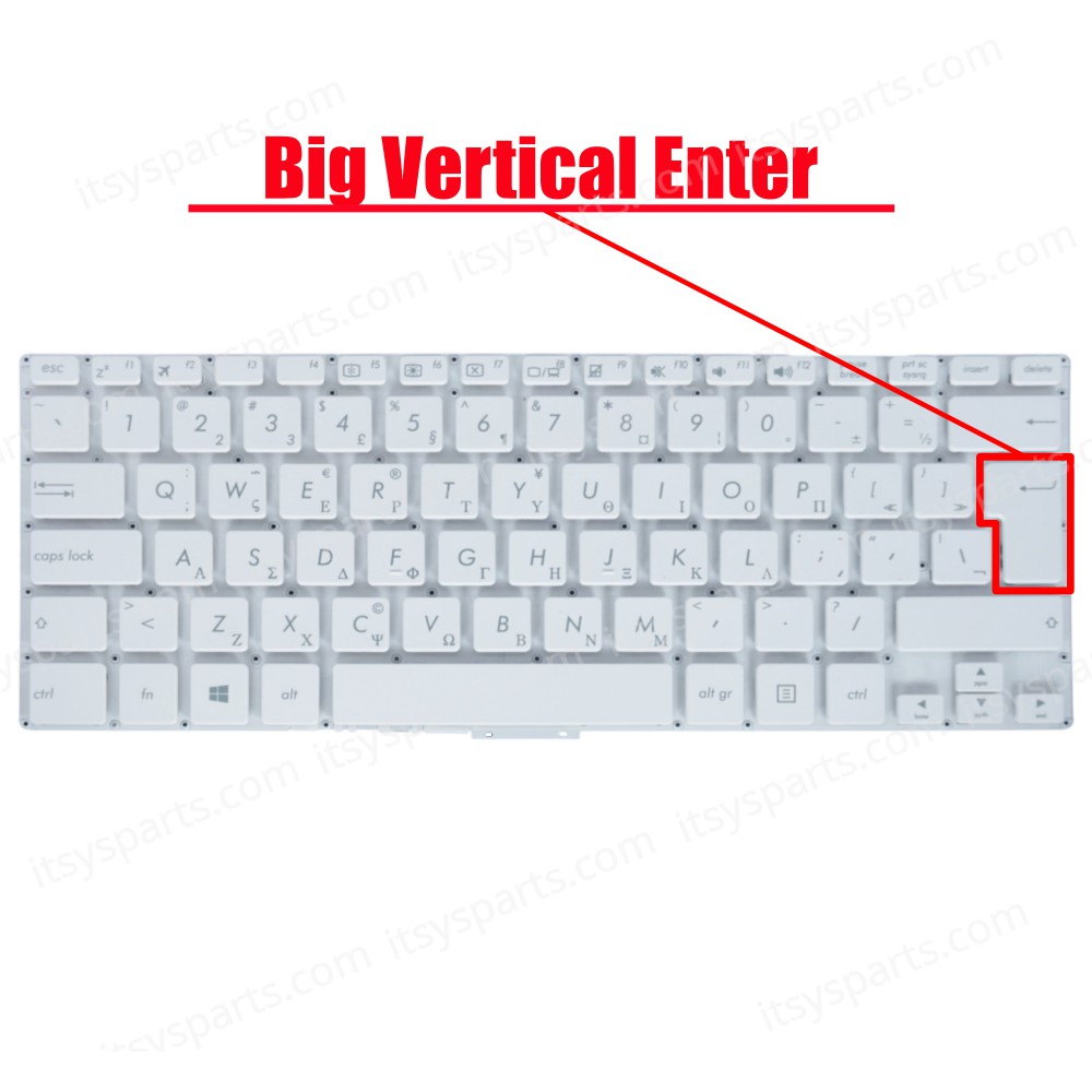 Greek Laptop Keyboard for Asus X302U X302UA X302UJ F302UV X302L X302LA X302UV X302LJ R301L R301LA R301LJ MP-13J66GR-5282 MP-13J63US-5281 GR No Frame White ( SKU.40350GRWHITE )