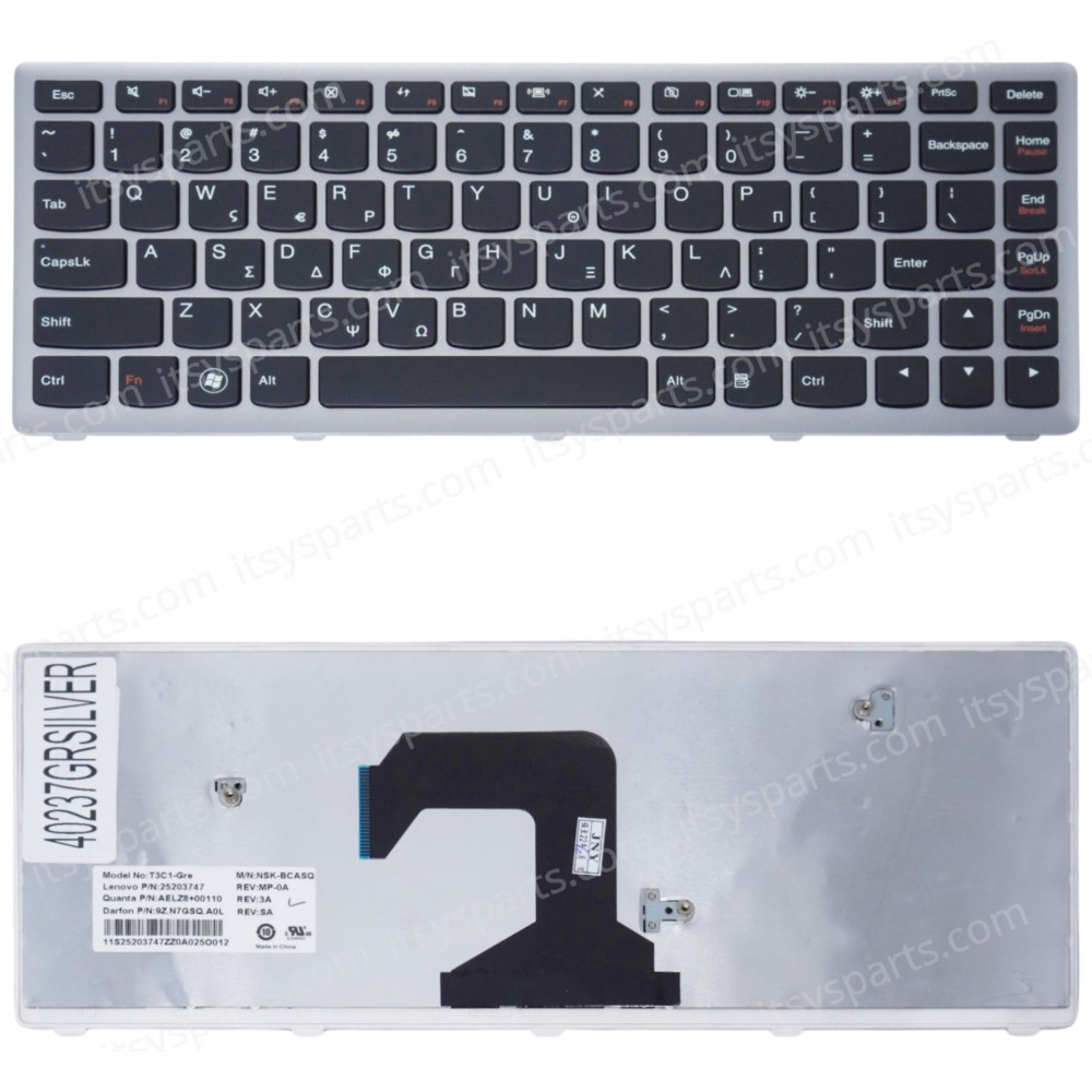 Greek Laptop Keyboard for Lenovo IdeaPad U410 Type 3726 4376 U410 Touch Type 6892 25212321 T3C1-GK V-127920DS3-GK T3C1-US GR Black Silver Frame ( SKU.40341GRSILVER)