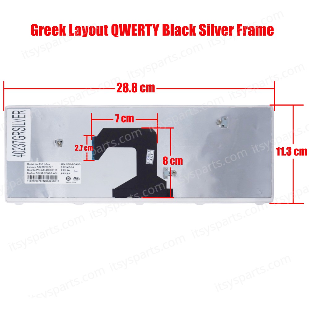 Greek Laptop Keyboard for Lenovo IdeaPad U410 Type 3726 4376 U410 Touch Type 6892 25212321 T3C1-GK V-127920DS3-GK T3C1-US GR Black Silver Frame ( SKU.40341GRSILVER)