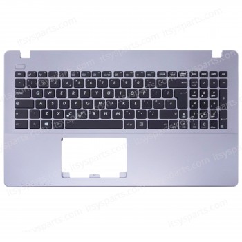 Laptop Keyboard Palmrest for Asus X550 X550C X550C-XO113H X550CA X550CA-CJ677H 0KNB0-612SIT00 90NB00T1-R31US0 90NB00T1-R31UK0 13NB00T1AP1202 MP-11N63US-5281W UK Silver ( SKU.40055UKPALM )