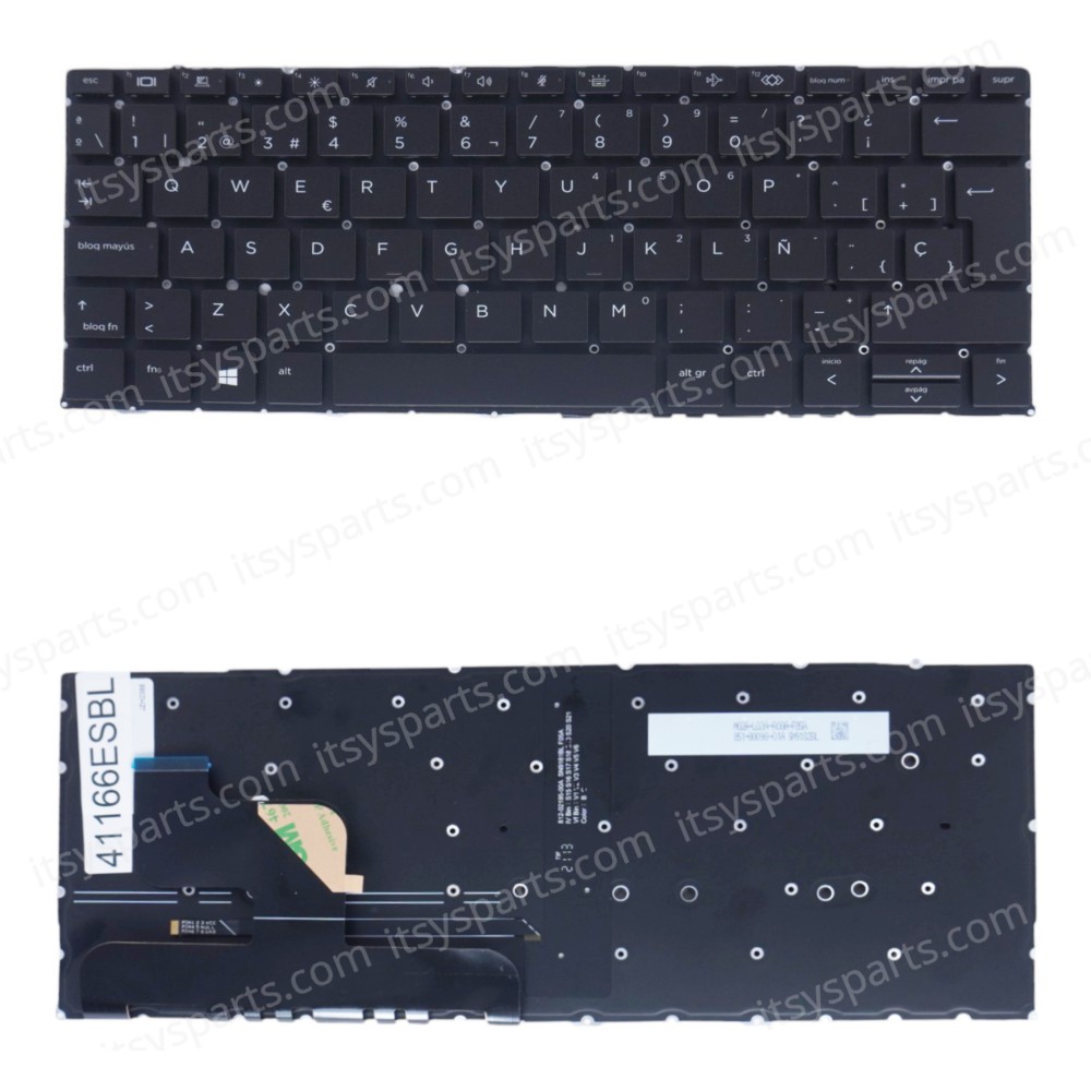 Spanish Laptop Keyboard for HP Elite Dragonfly 2-in-1 - Product number : 8TX57UT L57278-001 ES No Frame Backlight Black ( SKU.41166ESBL )