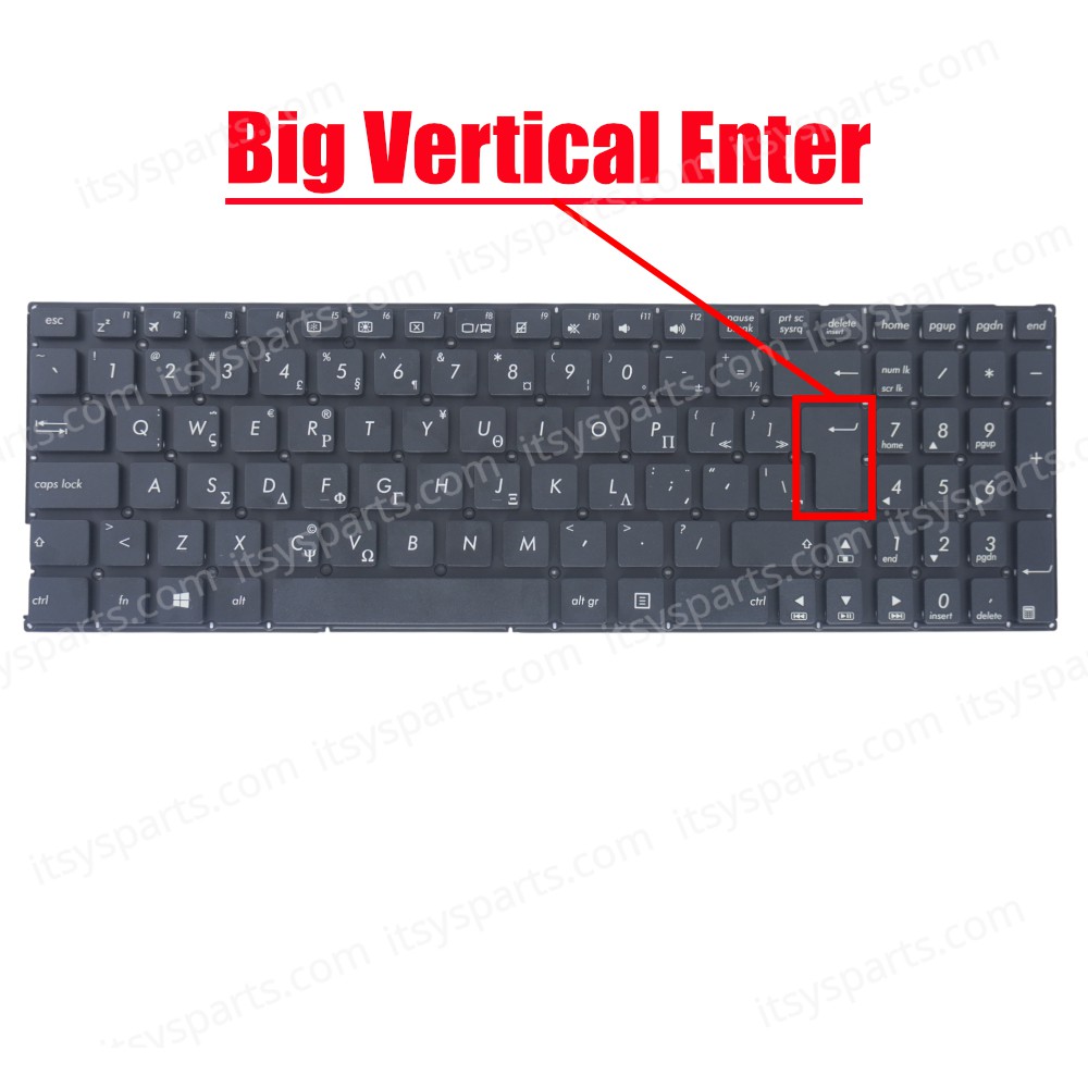 Greek Laptop Keyboard for Asus X756U A556UV X556UV D756UAX Z550 X556U X556UA 0KNB06131GR00 SG-8400-2DA SN2551 90NB0A01-R30030 GR No Frame Black ( SKU.40440GRBIGENTER )