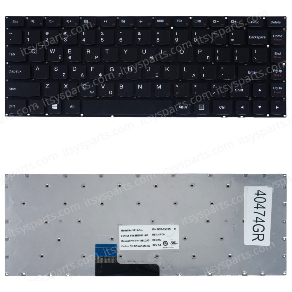 Greek Laptop Keyboard for Lenovo Yoga 2 13 Type 20344 3-1470 E31-70 E31-80 500S-13ISK 700-14ISK 25215048 25215079 SN20G60058 SN20G91298 GR No Frame Black ( SKU.40474GR )