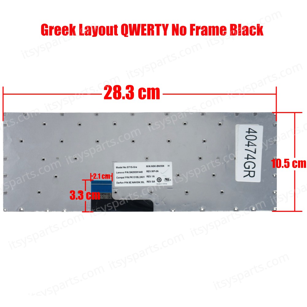 Greek Laptop Keyboard for Lenovo Yoga 2 13 Type 20344 3-1470 E31-70 E31-80 500S-13ISK 700-14ISK 25215048 25215079 SN20G60058 SN20G91298 GR No Frame Black ( SKU.40474GR )
