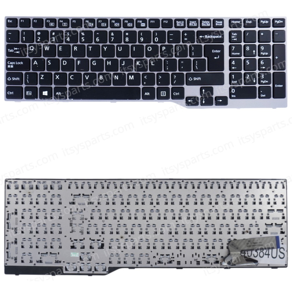 Laptop Keyboard for Fujitsu Lifebook E554 E556 E557 E753 E754 E756 CP670825-03 FJM14B96003D85 002-12856L-HF01 US Black Gray Frame ( SKU.40384US )
