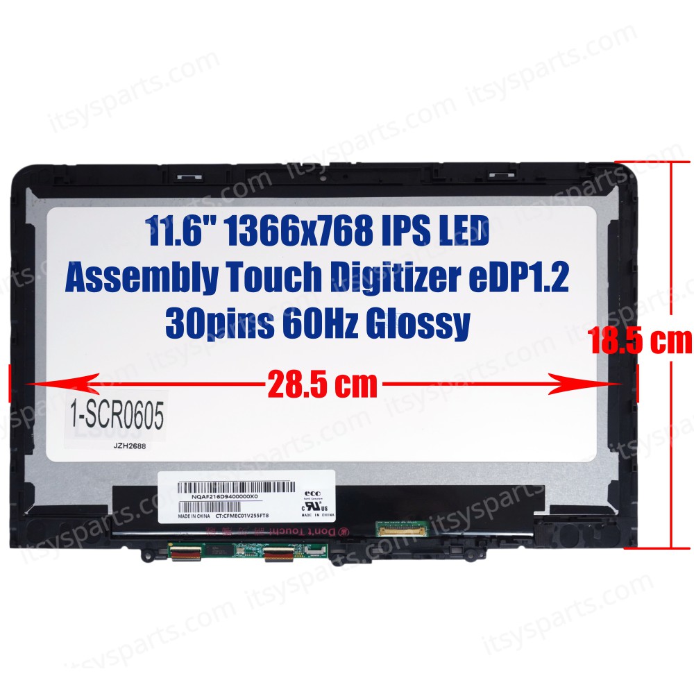 Laptop Screen monitor for Lenovo 300w Gen 3 82J1 500w Gen 3 82J4 5M11C85595 5M11C85596 Assembly Touch Digitizer 11.6'' 1366x768 HD WXGA IPS LED eDP1.2 30pins 60Hz Glossy ( SKU.1-SCR0605 )