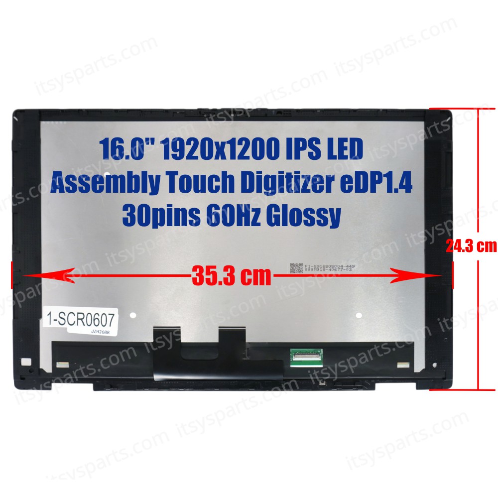 Laptop Screen monitor for HP Envy x360 16-AD 16-AC 16-ad0002nv N86624-001 N86625-001 Assembly Touch Digitizer 16.0'' 1920x1200 WUXGA IPS LED eDP1.4 30pins 60Hz Glossy ( SKU.1-SCR0607 )