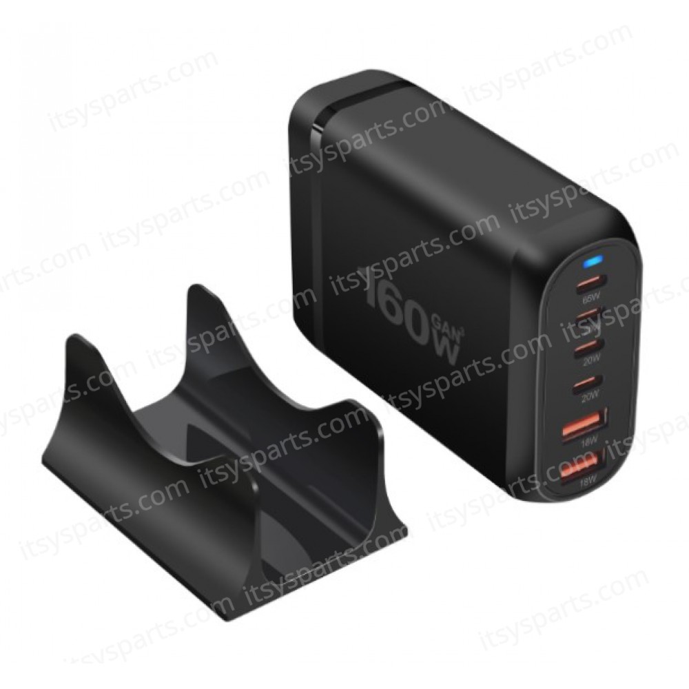 GaN Charger - Adapter GaN-019 6 Port Fast Charger with 2 USB-A ports and 4 USB-C port 160W Power Delivery for Laptops Phones Tablet and More Black ( SKU.60324 )