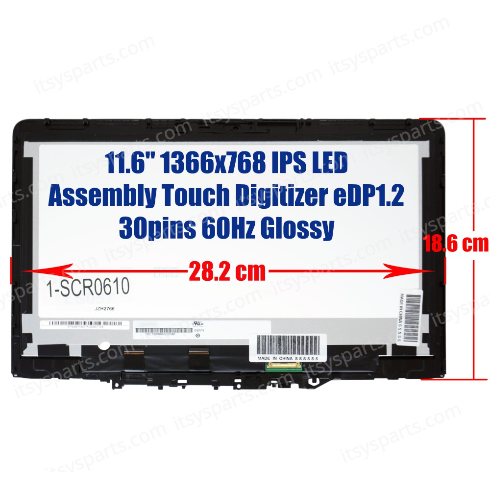 Laptop Screen monitor for Lenovo 300e Yoga Chromebook Gen 4 82W2 82W3 5D11C95908 Assembly Touch Digitizer 11.6'' 1366x768 HD WXGA IPS LED eDP1.2 30pins 60Hz Glossy ( SKU.1-SCR0610 )