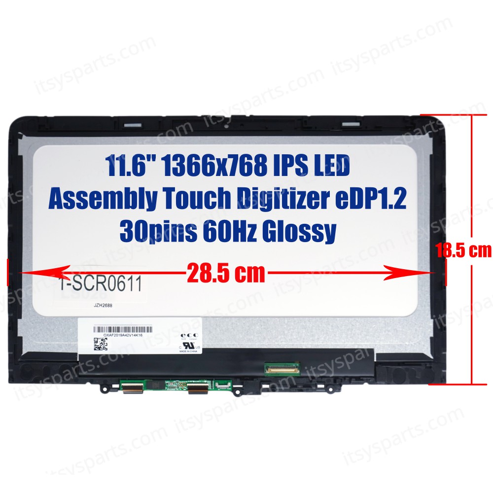 Laptop Screen monitor for Lenovo 300e Chromebook Gen 3 82JA 82J9 5D11C95889 5D11C95891 Assembly Touch Digitizer 11.6'' 1366x768 HD WXGA IPS LED eDP1.2 30pins 60Hz Glossy ( SKU.1-SCR0611 )