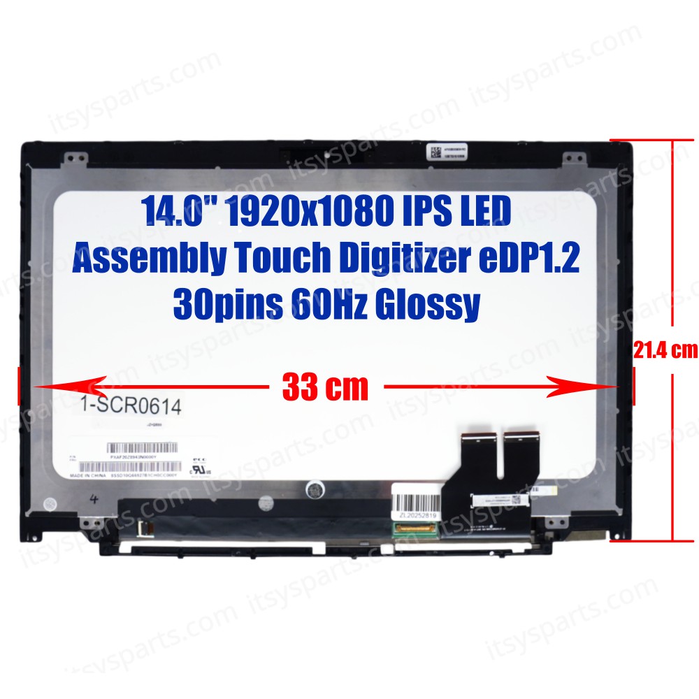 Laptop Screen monitor for Lenovo ThinkPad T440s 00HM080 00HN861 Assembly Touch Digitizer 14.0'' 1920x1080 FHD IPS LED eDP1.2 30pins 60Hz Glossy ( SKU.1-SCR0614 )