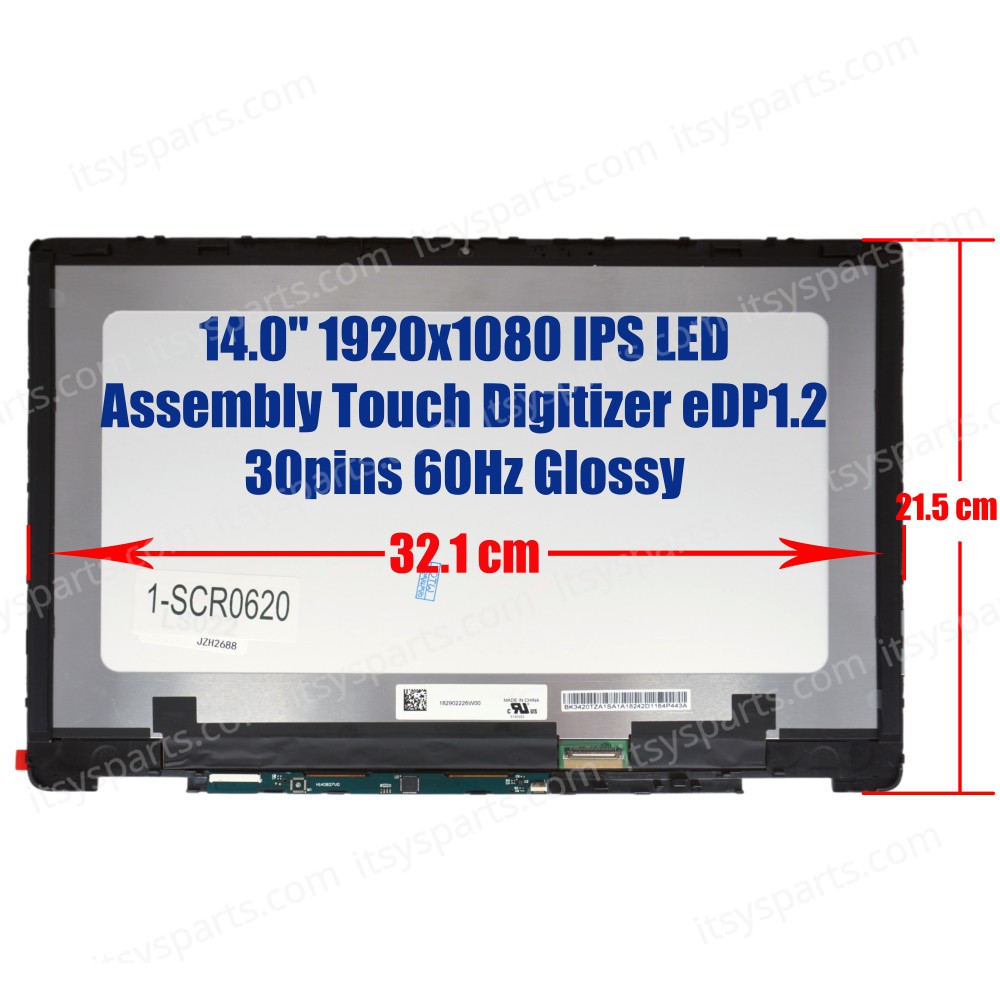 Laptop Screen monitor for HP Chromebook x360 14B-CB 14-CB 14b-cb0013dx LQ140M1JW61 M47690-001 Assembly Touch Digitizer 14.0'' 1920x1080 FHD IPS LED eDP1.2 30pins 60Hz Glossy ( SKU.1-SCR0620 )
