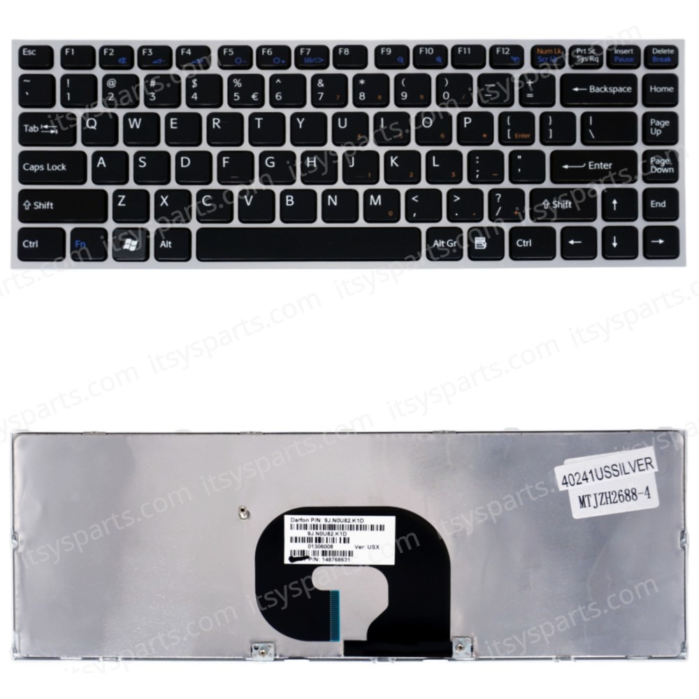 Laptop Keyboard for Sony VAIO VPC-Y VPCY VPCY11M1E VPCY11M1R VPCY11S1E 9J.N0U82.N01 95102113 148905841 148905851 US Black Silver Frame ( SKU.40241USSILVER )