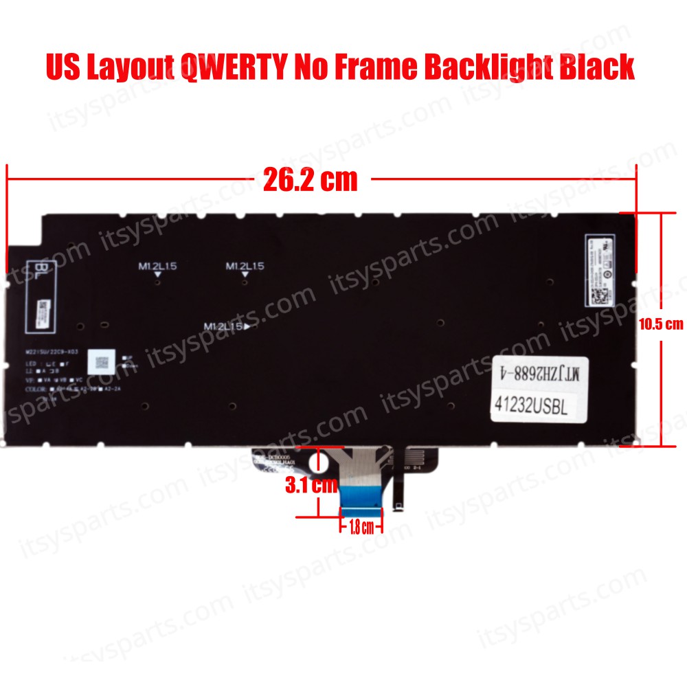 Laptop Keyboard for Dell Latitude 7340 7350 2-in-1 2024 P178G P179G 2DJVH 02DJVH 06Y4VJ 0CF88F 081JKW 025GT1 003WM1 SN2B00B20 US No Frame Backlight Black ( SKU.41232USBL )