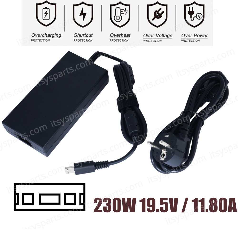 AC Adapter Laptop Notebook Charger for MSI GE66 Raider 10SF-285 10SGS-057 10SGS-058 10SGS-059 A17-230P1A 957-1541XP-108 19.5V 11.80A 230W 12*0.7 Rectangle Square ( SKU.60331 )