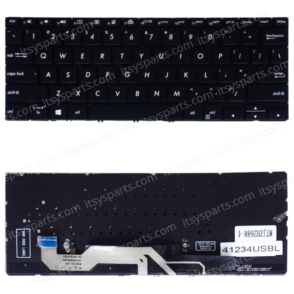 Laptop Keyboard for Asus UX362 UX362F UX360FA UX362CA UX362FA-EL206T 0KNB0-1627US00 NFQ0U.001 0KNB0-1626US00 US No Frame Backlight Black ( SKU.41234USBL )