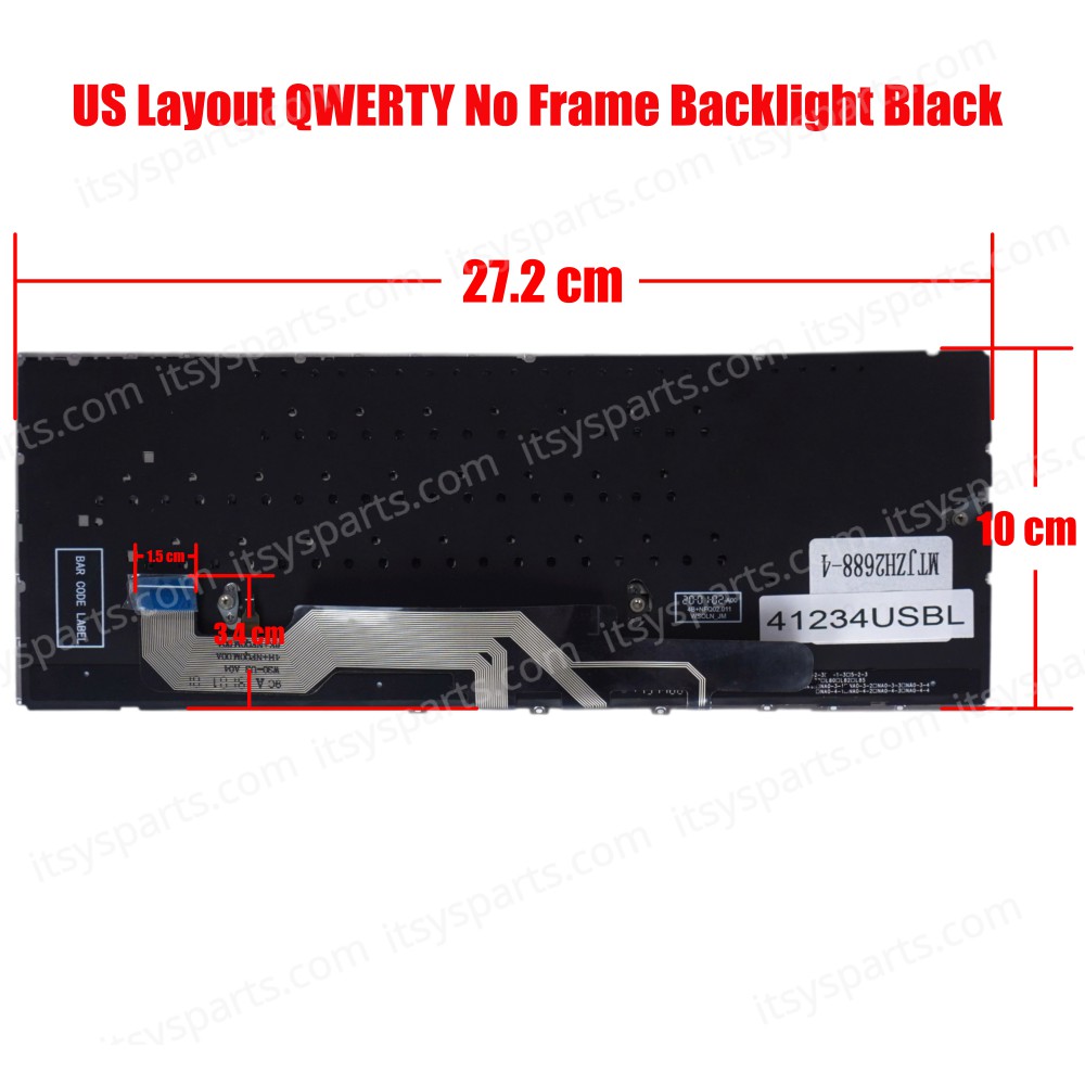 Laptop Keyboard for Asus UX362 UX362F UX360FA UX362CA UX362FA-EL206T 0KNB0-1627US00 NFQ0U.001 0KNB0-1626US00 US No Frame Backlight Black ( SKU.41234USBL )