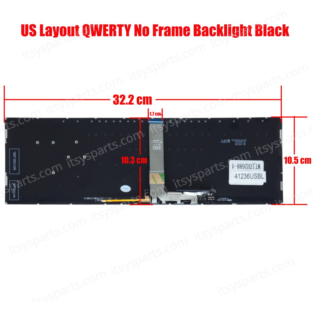 Laptop Keyboard for Asus UX535 UX535L UX535LH UX535LI UX535Q UX535QE UM535 Q528EUS 90NB0RX2-R31GE0 90NB0RW1-R30TU0 US No Frame Backlight Black ( SKU.41236USBL )