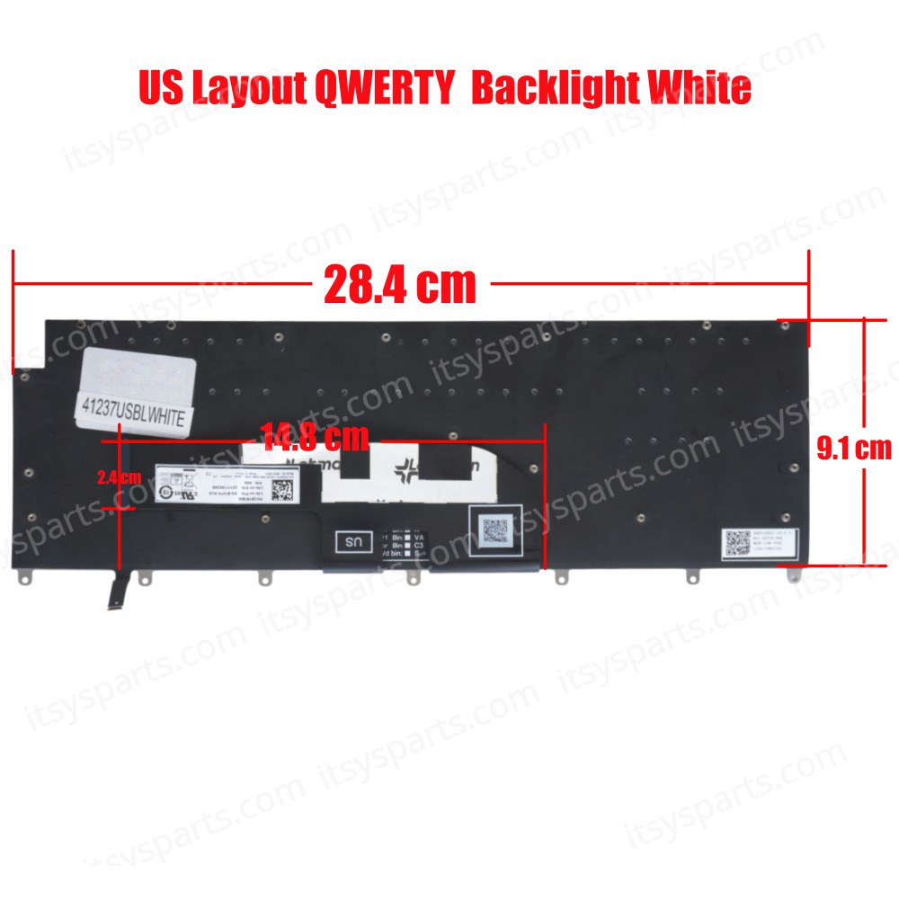 Laptop Keyboard for Dell XPS 14 9440 2024 P184G 0945JN 945JN P66PH 0P66PH LK138YR1B00 SG-B1270-XUA SN2C10B21-US 0DFRF5 DFRF5 US Backlight White ( SKU.41237USBLWHITE )