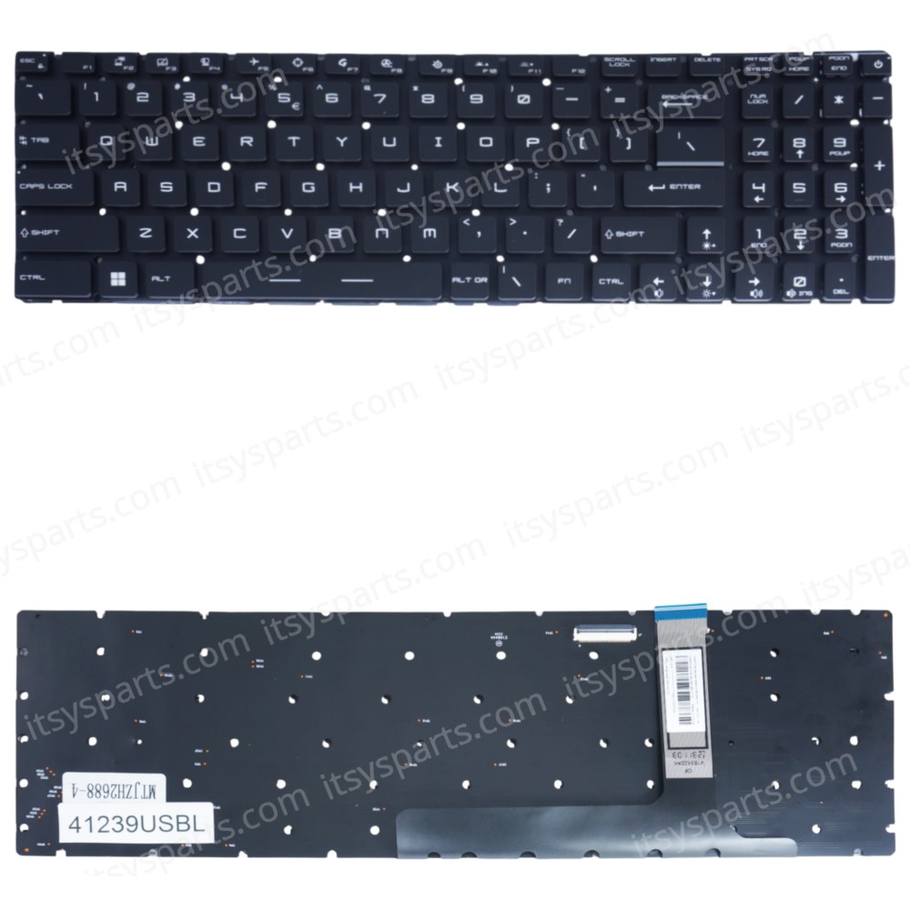 Laptop Keyboard for MSI GE76 Raider 10UE 10UG 10UH 11UE 11UG 11UH MS-17K3 MS-17K4 MS-17KK Leopard 12UE 12UH US No Frame Per-Key RGB Backlight Βlack ( SKU.41239USBL )