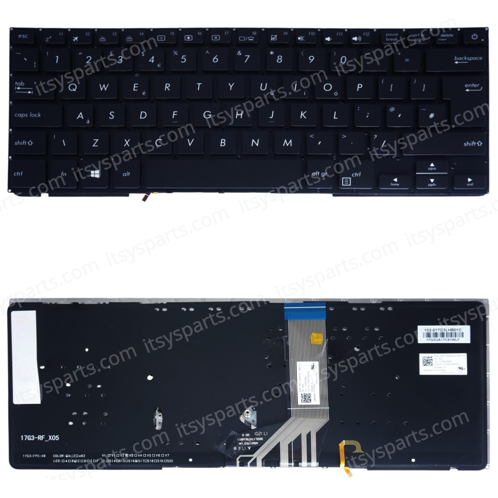 Laptop Keyboard for Asus ZenBook F411UA  VivoBook 14 X411UN X411UA X411SC X411U S410UA S410UN 0KNB0-F622GE00 12337917-001 NSK-WJ7BB UK No Frame Backlight Black ( SKU.40815UKBL )