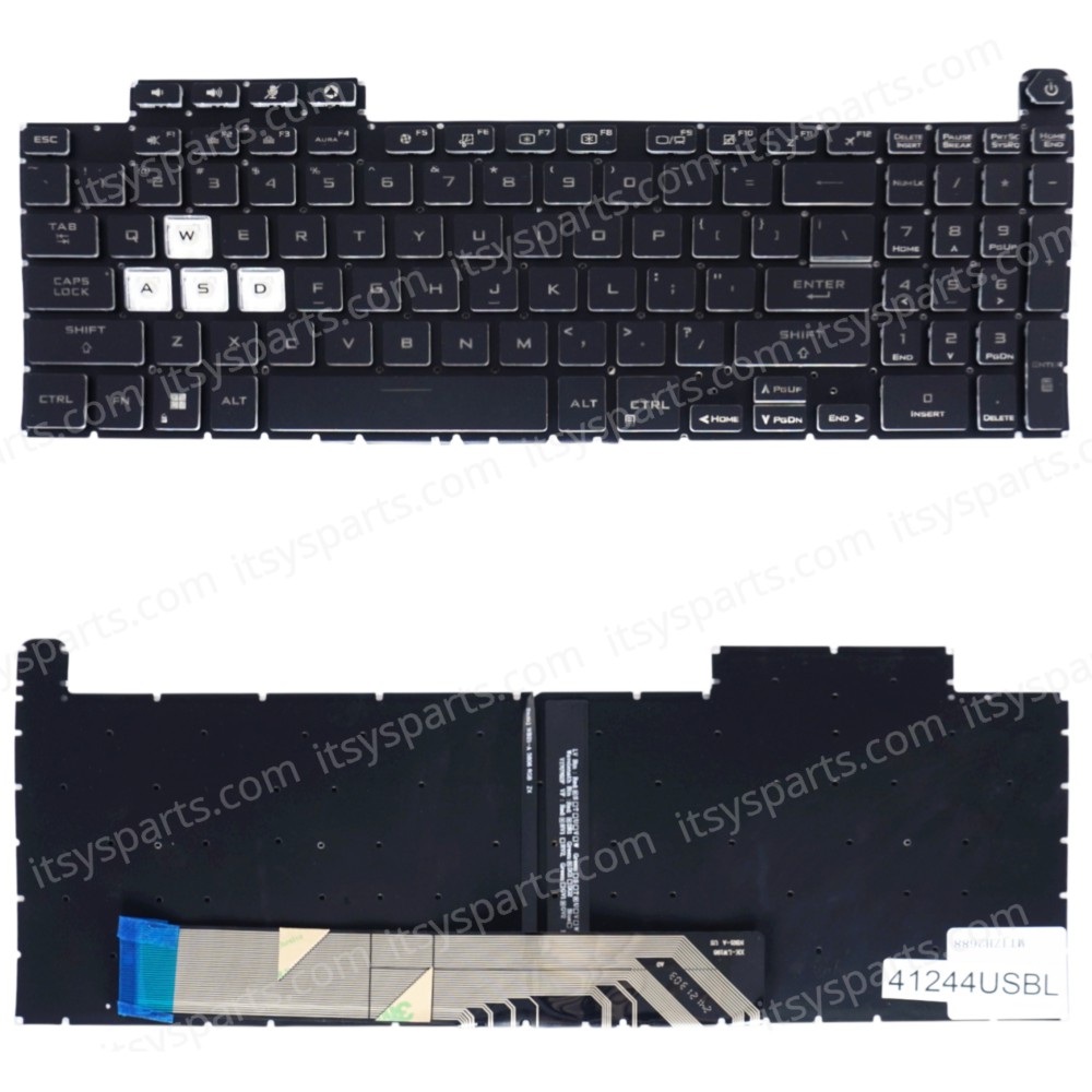 Laptop Keyboard for Asus FX517 FX517ZC FX517ZE FX517ZM FX517Z FX517ZR FX517ZE-1C 90NR0951-R31FR0 90NR0951-R31BG1 90NR0951-R31SP0 US No Frame Backlight Black ( SKU.41244USBL )